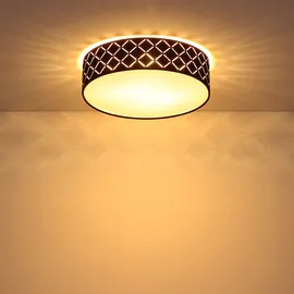 GLOBO RGB LED Deckenleuchte Textil schwarz gold, satiniert, Fernbedienung dimmbar, 2x 8,5w 806lm Warmweiß, Dxh 38x10 cm
