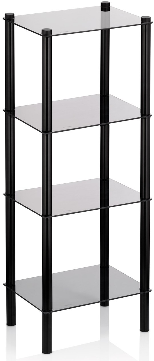 KELA Regal LARS Metall matt schwarz mit 4 Böden aus getöntem Sicherheitsglas