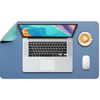 DOBAOJIA Mausepad L, Große Mausmat, Laptop-Schreibtischmatte, Schreibtischunterlage, Büro Schreibtisch Pad, Schreibblock, Doppelseitige Verwendung PU Leder Wasserdicht, 60 x 35cm Stahlblau/Grün