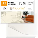 OFITURIA COM0527 Glänzendes A3 Transparentpapier, 95 g/m2, Weiß, 30 Blatt