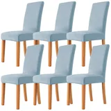 NOPEXTO Stuhlhussen,Samt Stretch Stuhlhussen,Elastische Moderne Beschützer Stuhlhussen,Abnehmbare Waschbar Stuhlbezug Langlebig Universal (6 Stück,Hellblau)