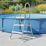 AIBOTY Edelstahlleiter 42Mm Holme Für Hoch- Und Aufstellbecken 85-135 cm Höhe,Poolleiter Edelstahl Für Hochbecken,V2A Edelstahl Rostfrei,85cm