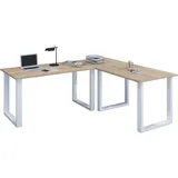 VCM Eckschreibtisch Lona, 220x160x80 U-Füße Sonoma-Eiche/Weiß