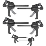 Amazon Basics 6 Stück, Einhandzwinge, 2 Stück 10,16 cm, 4 Stück 15,24 cm, Schwarz Grau