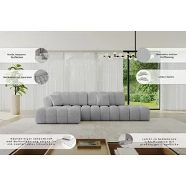 altdecor Ecksofa Samt mit Schlaffunktion 2-Sitzer Grau