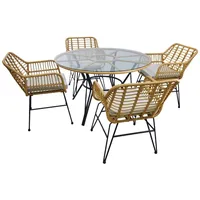 Gartenm√∂belset Valoria 4-sitzer ‚Äì Tisch Und 4 Stühle Aus Braunem Rattan Mit Grauen Kissen