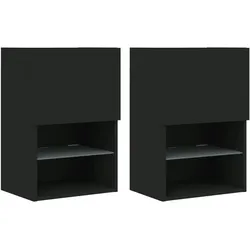 vidaXL TV-Schränke mit LED-Leuchten 2 Stk. Schwarz 40,5x30x60 cm