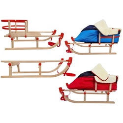 ERST-HOLZ Schlitten 22-105-Lehne-W-rot, Davos Klappschlitten Rodelschlitten Schlitten aus Holz mit wählbarem Zubehör V-22-105 350 cm x 1050 cm x 240 cm