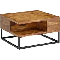 KADIMA DESIGN Sofatisch, Sheeshamholz, Staufach, 60x60x34,5 cm, Industrial-Design