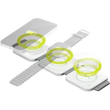 goobay 3-in-1 Induktive Ladestation weiß, 15 W, Wireless Charger, Weiss