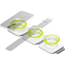 goobay 3-in-1 Induktive Ladestation weiß, 15 W, Wireless Charger, Weiss