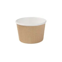 Greenbox Riffelbecher Suppen, braun, 375 ml, Hochwertige Suppenbecher mit äußerer Riffelhülle, 1 Packung = 25 Stück