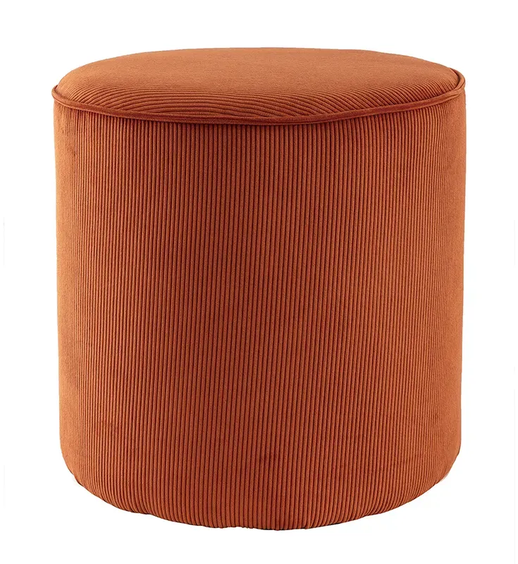 Pouf rond en tissu velours côtelé terre brûlée D40 cm LOUIS