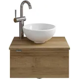 Saphir »Serie 6915 Waschschale mit Unterschrank für Gästebad, Gäste WC«, 51 cm breit, 1 Tür, Waschtischplatte, kleine Bäder, ohne Armatur, braun