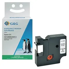 G&G 15566 Kompatibel Dymo D1 S0720680/40913, 9 mm, Schwarz auf weiß