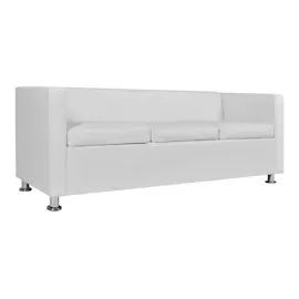 vidaXL Sofa 3-Sitzer Kunstleder Weiß