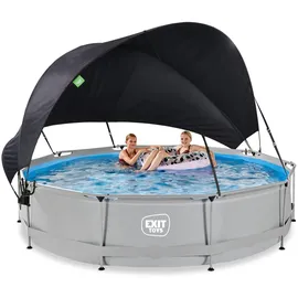 EXIT TOYS Soft Grey Pool rund 360 x 76 cm inkl. Filterpumpe + Sonnensegel