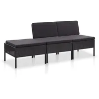 vidaXL Garten-Lounge-Set 3-tlg. schwarz 48957