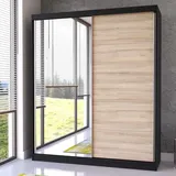 fabryka mebli idźczak Schwebetürenschrank Bella 183 x 218 x 61 cm Schwarz/Sonoma