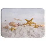 A.Monamour Badematten Badteppiche Badvorleger Strand Seaside Starfish Muschel Muscheln Auf Weißem Sand Tropischen Natur Nautisch Flanell Bad Matten Bereich Teppiche Boden Teppiche Fußmatten 40x60cm