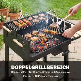 Outsunny Holzkohlegrill Grillwagen schwarz