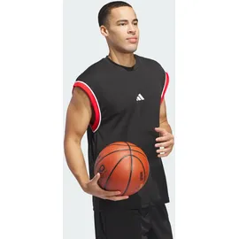 adidas Basketball All-World Sleeveless Tank Shirt, Black/red, M