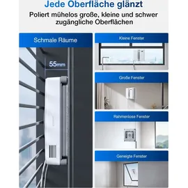 Ecovacs WINBOT Mini Fensterputzroboter, kompaktes Design, Doppel-Düsen mit Ultraschall-Zerstäubung, 9-Stufen-Schutzsystem, intelligente Pfadplanung, 3 Reinigungsmodi, Anti-Rutsch-System, Grau