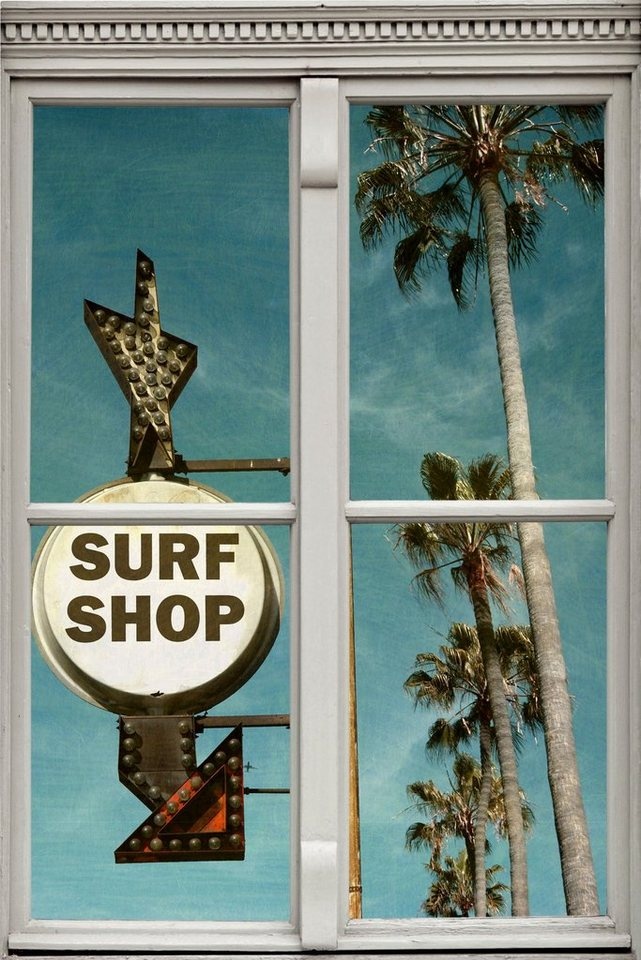 queence Wandsticker Surf Shop blau