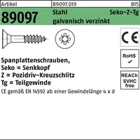 Hörger & Geßler Spanplattenschraube R 89097 PZ TG 6 x 110/70 100 Stück