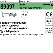 Hörger & Geßler Spanplattenschraube R 89097 PZ TG 6 x 110/70 100 Stück