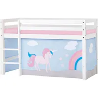 Hoppekids Hochbett »«Einhorn»«, mit Vorhang & Matratze 2 Größen umbaubar, rosa