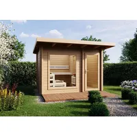 InfraWorld Gartensauna Terra 2B Außensauna mit Vorraum Saunahaus 341 x 230 cm