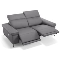 Sofanella 2-Sitzer Leder Urbana, Relaxsofa, Designsofa, Designer Couch, Italienisches Sofa, 2er Sofa grau