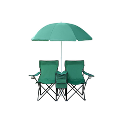 1PLUS Campingstuhl 2er Partner Campingstuhl mit Sonnenschirm und Kühlfach in versch. Farben
