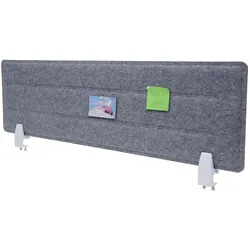 Tischtrennwand MCW-G76, Büro-Sichtschutz Schreibtisch Pinnwand, Klemmen Stoff/Textil mit Prägung ~ 100x30cm grau