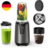 TECKNET 1000W Smoothie Maker, Smoothie Mixer Mit 2 Bpa-Freie Becher (500Ml&150Ml