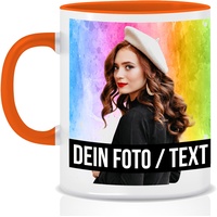 Fototasse selbst gestalten, Keramik - Personalisierte Tasse mit Bild Motivtasse Geschenktasse Firmentasse, Orange