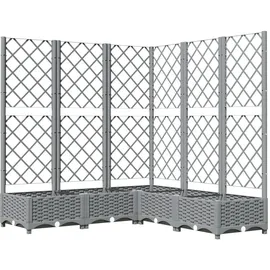 vidaXL Pflanzkübel mit Rankgitter Hellgrau 120x120x121,5 cm PP