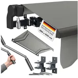 STEELSØN Gelenkarmmarkise Kestria wetterfest & blickdicht (250x200 cm, grau) mit Aluminium-Kassette & Wandhalterung, langlebiges Kunstftoffgewebe grau