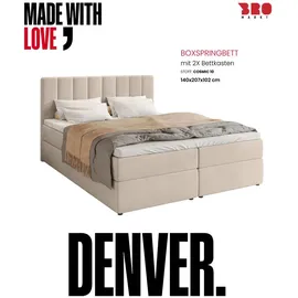 bromarkt Boxspringbett DENVER mit 2 Bettkasten, Bonell-Matratze, Polsterbett, Bett Beige