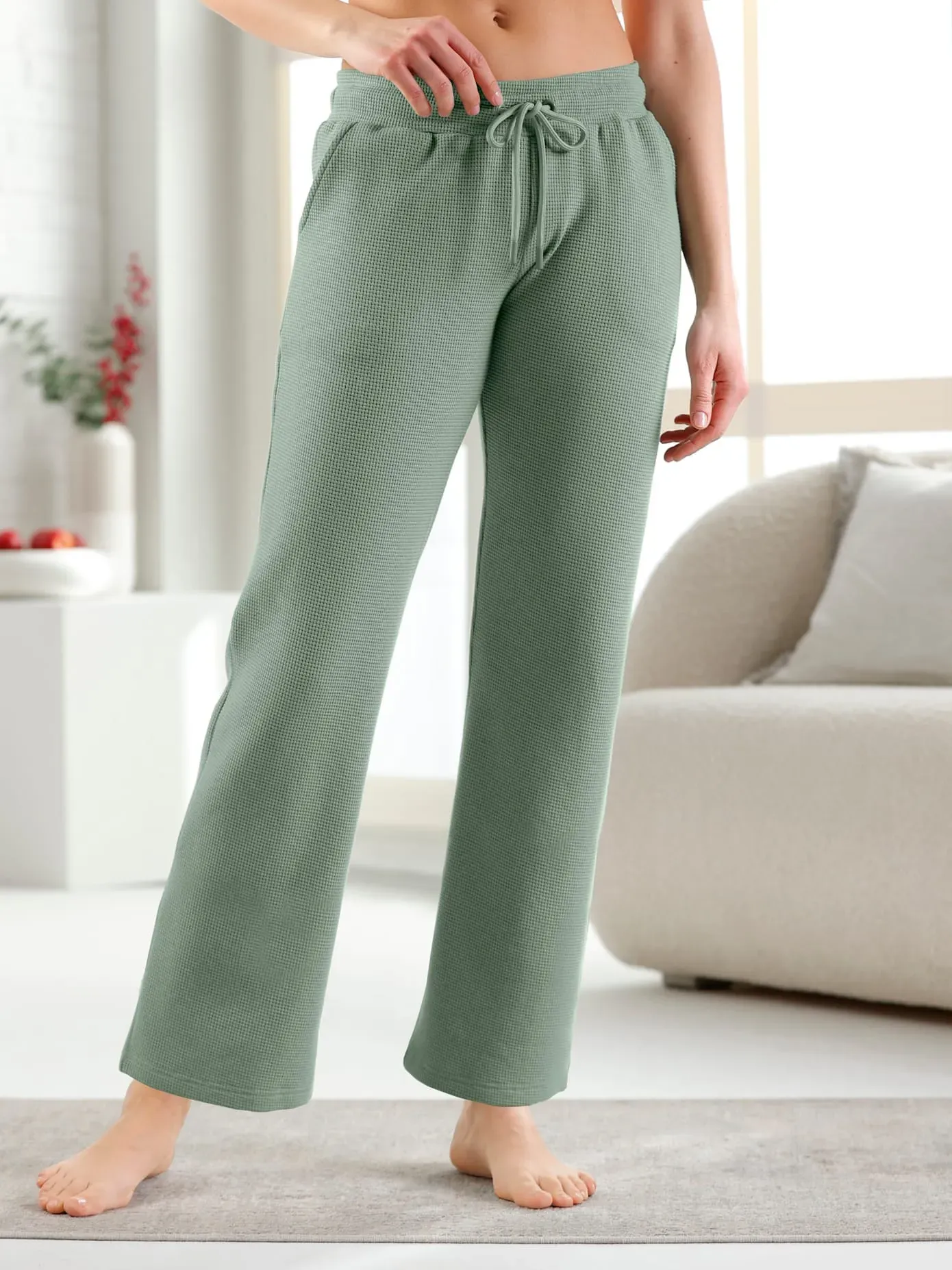 Wellnesshose FEEL GOOD, Damen, Gr. 40/42, Normalgrößen, jade, 62% Baumwolle, 35% Polyester, 3% Elasthan, gemustert, Hosen