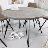 Industrie-Look Esstisch ALINA rund 80cm grau Mango-Holz - Grau/Schwarz