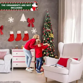 Costway Künstlicher Halber Weihnachtsbaum Beleuchtet, Tannenbaum mit 150 LED-Lichtern Eck-Christbaum mit Metallständer, Kunstbaum Weihnachten, für Büro, Zuhause, Party