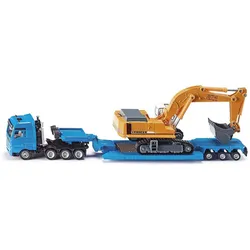 Tiefbettauflieger MAN Schwertransport mit Liebherr Bagger Modell von Siku 1:87