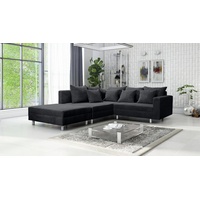 Küchen-Preisbombe Sofa Wohnlandschaft Sofa Couch Ecksofa Eckcouch Cordstoff Graphite Minsk L, Ecksofa + Hocker grau