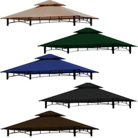 freigarten.de Ersatzdach für Pavillon Grill 2.4[m] x 1.5[m] Meter Sand Antik Pavillon Wasserdicht Material: Panama PCV Soft 370g/m2 extra stark Modell 11 (Braun)