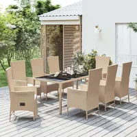 vidaXL Garten-Essgruppe 9-tlg. Beige
