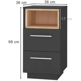 Vicco Nachttisch Beatrice Anthrazit 2 Schubladen Kommode