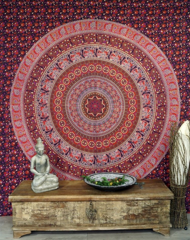 Tagesdecke Boho-Style Wandbehang, indische Tagesdecke.., Guru-Shop rot