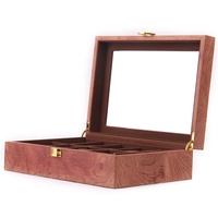 Kaibrite Uhrenbox, Holz Uhren Uhrenaufbewahrungsbox Organizer Uhrenkasten Braun Uhrenschachtel Verschließbare Uhrenbox für Herrn Dame Freund Freundin (10 Slots)